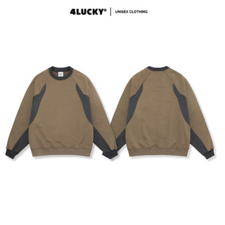Áo sweater tay Raglan nam nữ 4lucky 6146- Form Rộng Phối Màu