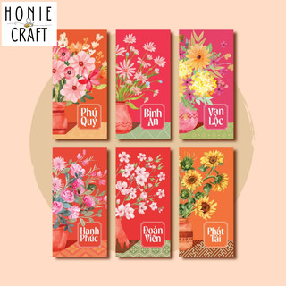 Set 6 bao lì xì Tết Hoa lời chúc ý nghĩa Bao lì xì Tết Giáp Thìn truyền thống