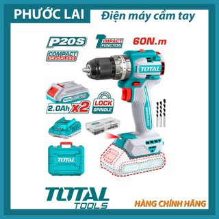 Máy khoan búa không chổi than dùng pin lithium-ion 20v total tidli20602