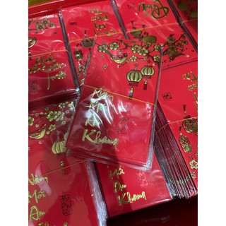 Combo 10 xấp Bao lì xì nhung đỏ mẫu mới 2024 in nổi siêu đẹp có 2 size