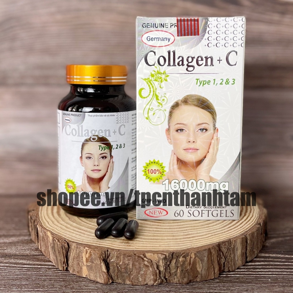 Viên uống COLLAGEN +C bổ sung collagen, vitamin e giúp chống lão hóa, cải thiện nếp nhăn - Hộp 60 viên dùng 30 ngày