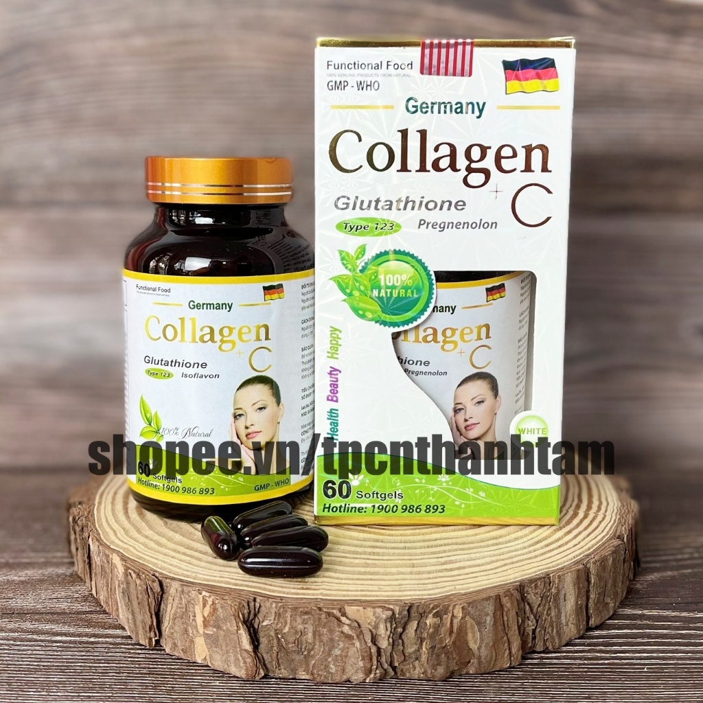 [ Mẫu mới ] Viên uống COLLAGEN +C hỗ trợ làm đẹp da, sáng da, trắng sáng da   - Hộp 60 viên tiêu dùng 30 ngày