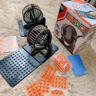 Bộ cờ lô tô lồng quay bingo loại lớn bằng nhựa cao cấp - loto 90 số - lồng quay xổ số