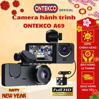 Camera hành trình ONTEKCO A69/A69Pro/A50 Promax Camera ghi hình ô tô 1080p ống kính kép 3 ghi hình trước sau và trong xe
