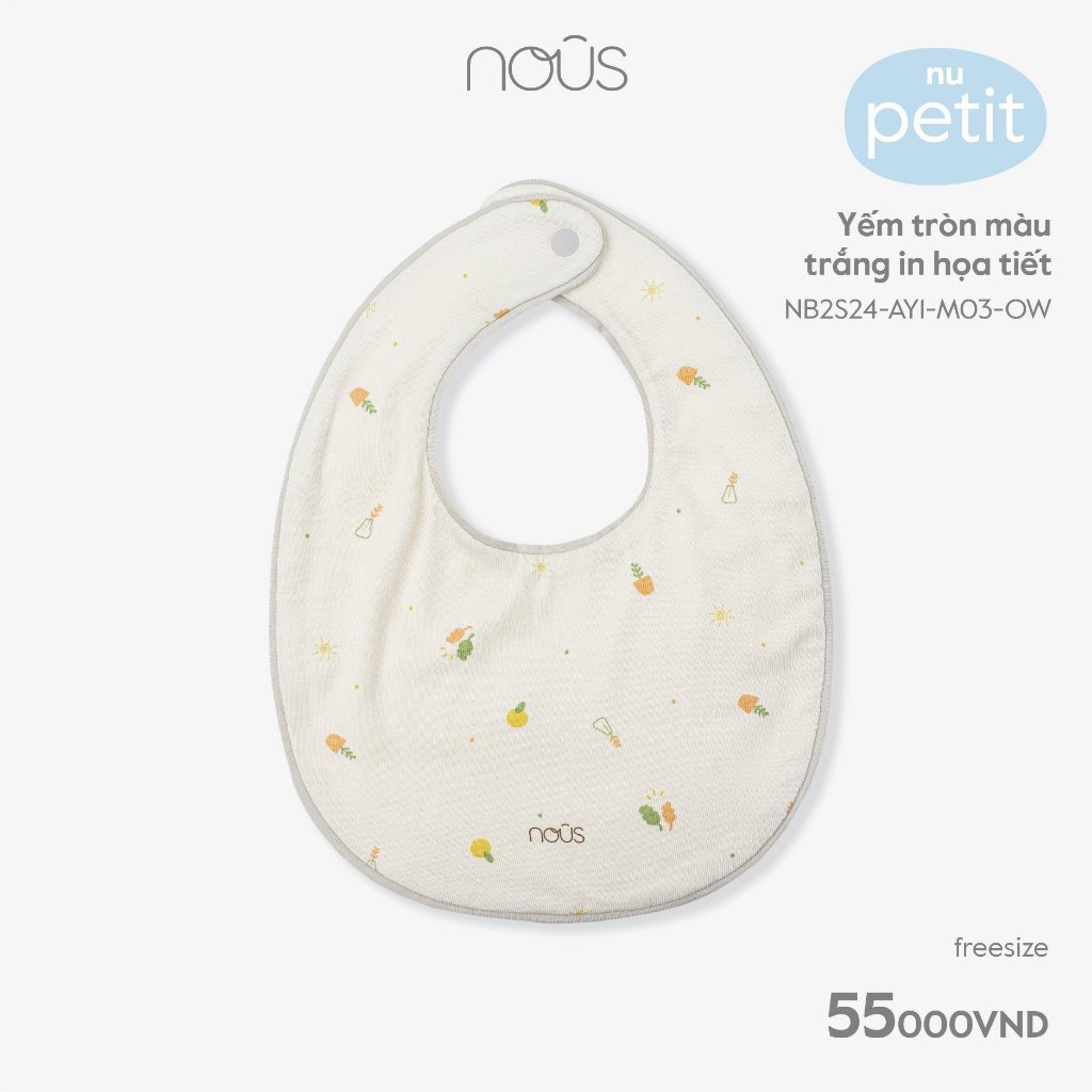 NOUS Yếm xô sơ sinh tròn bấm cúc 0-12M NU cotton