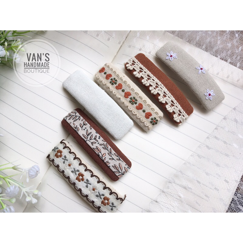Kẹp Tóc Vải Handmade Tone Trầm Vintage