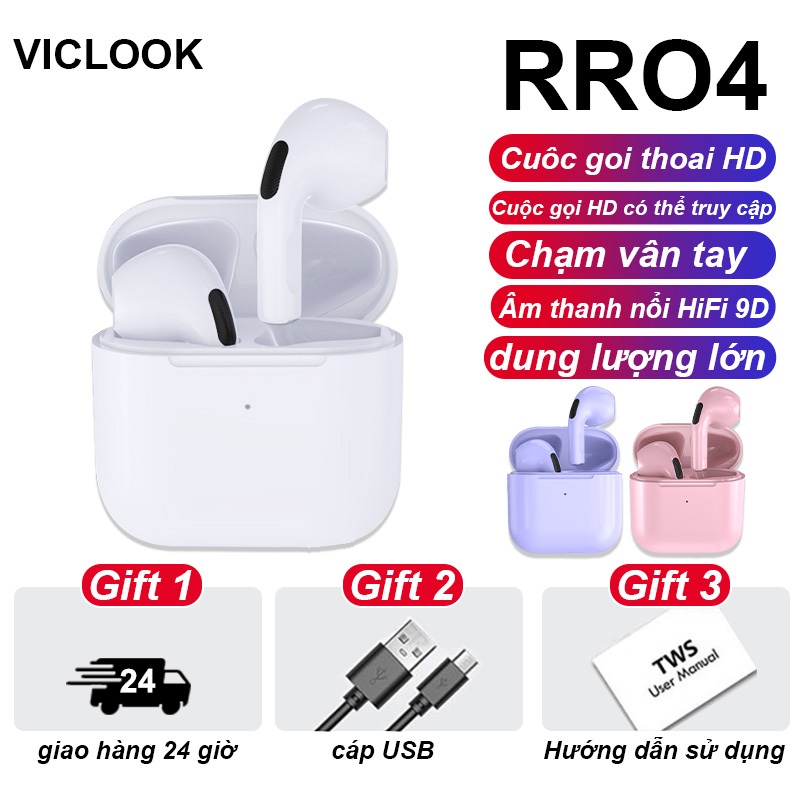 Tai Nghe Bluetooth Pro4 Không Dây Pin Trâu 6h Âm Thanh To Cảm Ứng Chạm Pop Up Kết Nối LICNATION