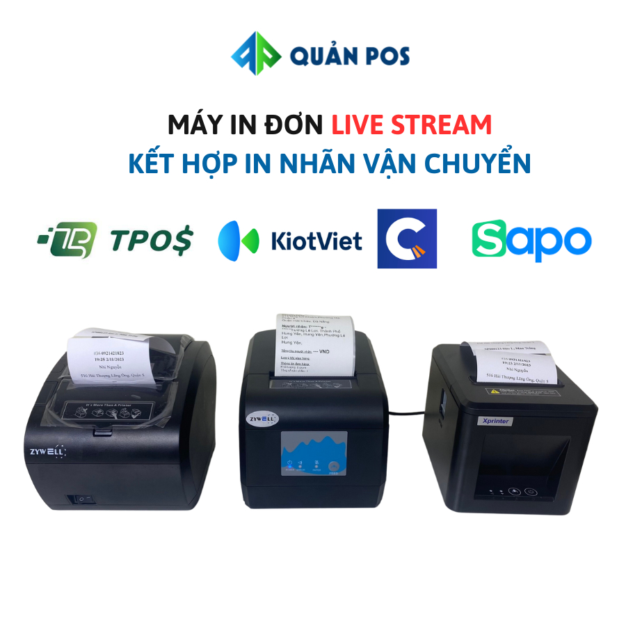 Máy in nhiệt chốt đơn Live Stream kết hợp in nhãn vận chuyển Xprinter, Zywell