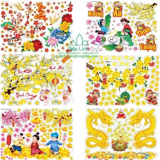 Tấm Decal Trong Dán Tường Kính Trang Trí Tết  Chúc Mừng Năm mới-Noel Giáng Sinh Merry Christmas