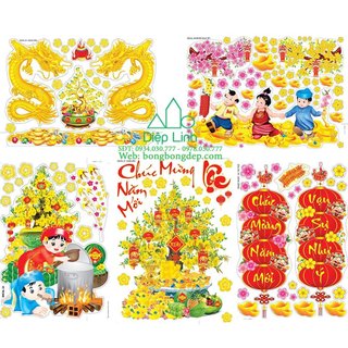 [HÀNG LOẠI I ] - Decal Tết dán kính, dán tường - Decal Trang trí Tết Ất Tỵ Năm Mói 2025 dày dặn, Size lớn