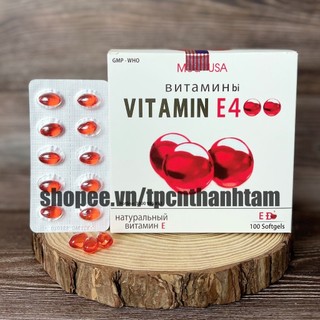 Viên uống VITAMINE ĐỎ USA bổ sung vitamin E giúp làm đẹp da, trắng da, hồi phục da nhăn nheo- Hộp 100 viên
