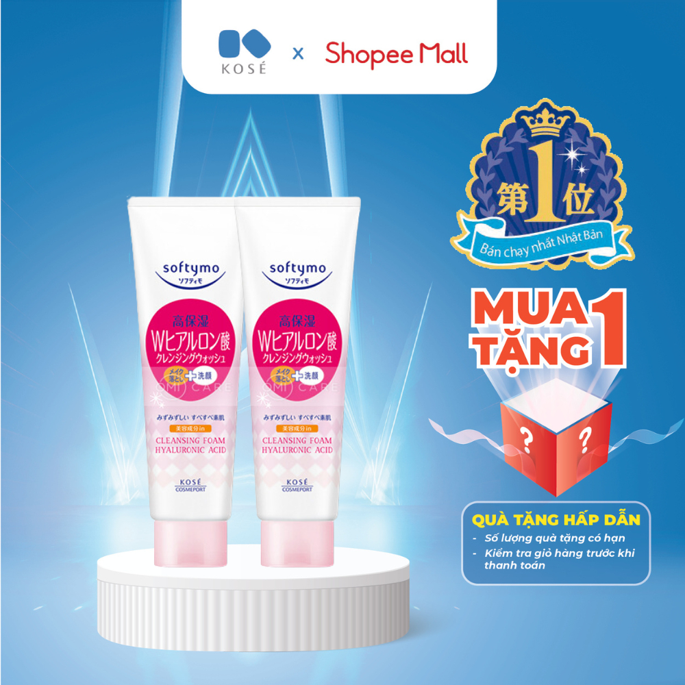Combo 2 Sữa Rửa Mặt Dưỡng Ẩm Kose Softymo Cleansing Foam Hyaluronic Acid 190g