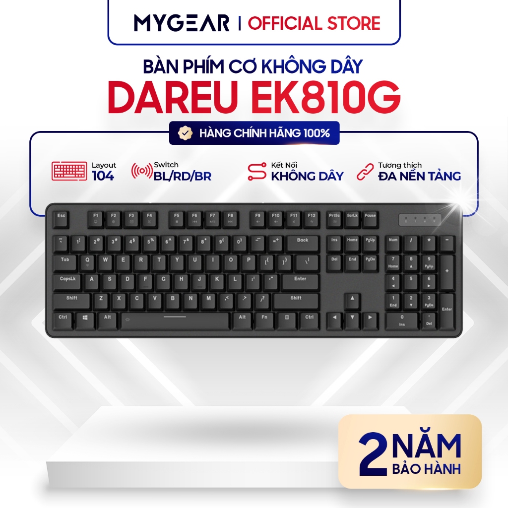 Bàn phím cơ không dây DareU EK810G Switch Blue/Red/Brown - Chính hãng