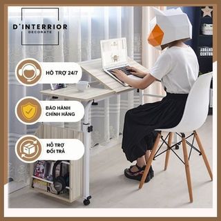 Bàn làm việc di động chính/ bàn học có giá sách/ bàn học sinh, bàn học khung sắt liền kệ sách sơn tĩnh điện homely