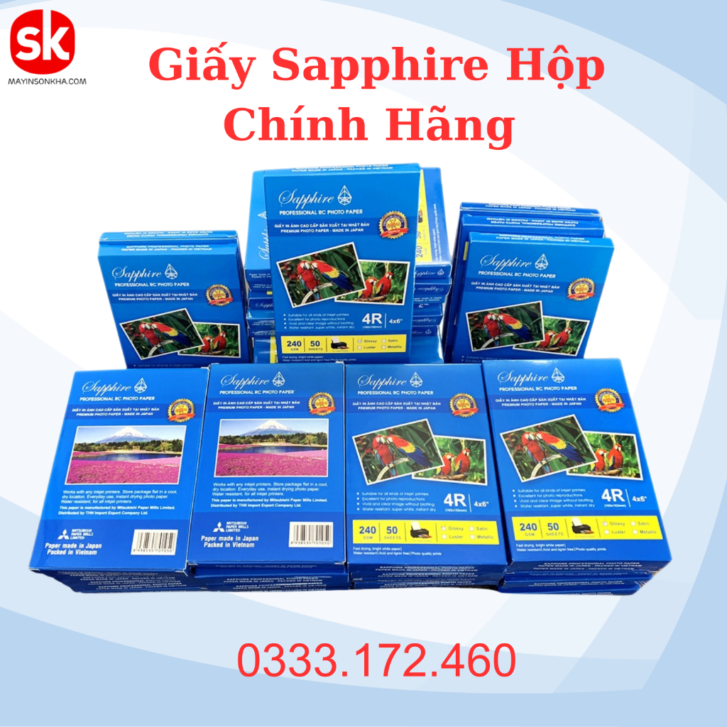 Giấy in Ảnh Sapphire Lụa Nhiều Kích Thước