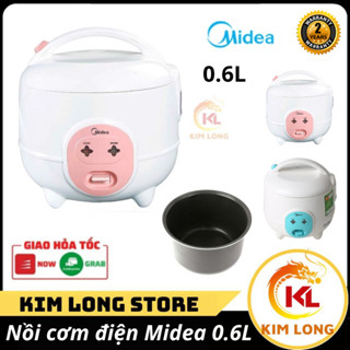  Nồi cơm điện Midea dung tích 0.6 lít lòng dày chống dính công suất lớn giúp cơm nhanh chín tích kiệm điện năng bền 