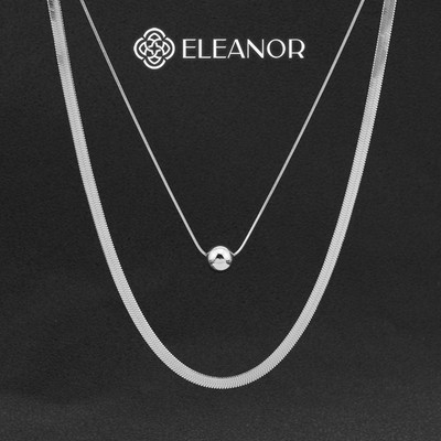 Dây chuyền nữ titan Eleanor Accessories layer phối mặt bi tròn vòng cổ trơn phụ kiện trang sức 6833