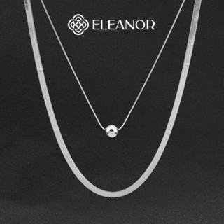 Dây chuyền layer nữ titan Eleanor Accessories sợi kép phối mặt bi tròn vòng cổ trơn phụ kiện trang sức 6833