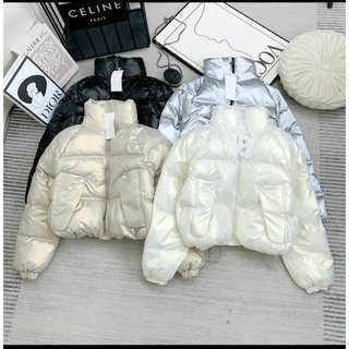 Áo khoác phao nữ bóng không mũ