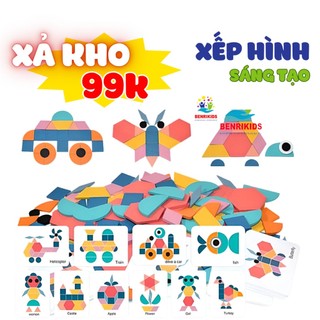 Đồ Chơi Xếp Hình 3D Bằng Gỗ Cho Trẻ Em Ghép Hình Tangram 180 Chi Tiết Đồ Chơi Giáo Dục Montessori