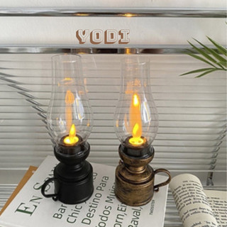 Đèn dầu phong cách cổ điển thập niên 80, đèn led điện tử hoạt động bằng pin, trang trí bàn thờ, decor nhà cửa, chụp hình