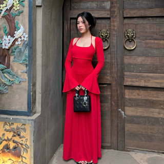 Đầm body dài cổ yếm AMY dày dặn kèm áo khoác thiết kế sang trọng - ENKA VIETNAM