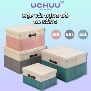 Hộp Vải UCHUU Đựng Quần Áo, Chăn Mền, Ga Gối Chống Bụi Có Nắp