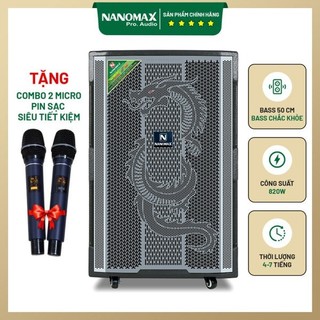 Loa kéo nanomax gt-2024 bass 50cm 820w karaoke bluetooth tặng kèm 2 mic uhf chống hú
