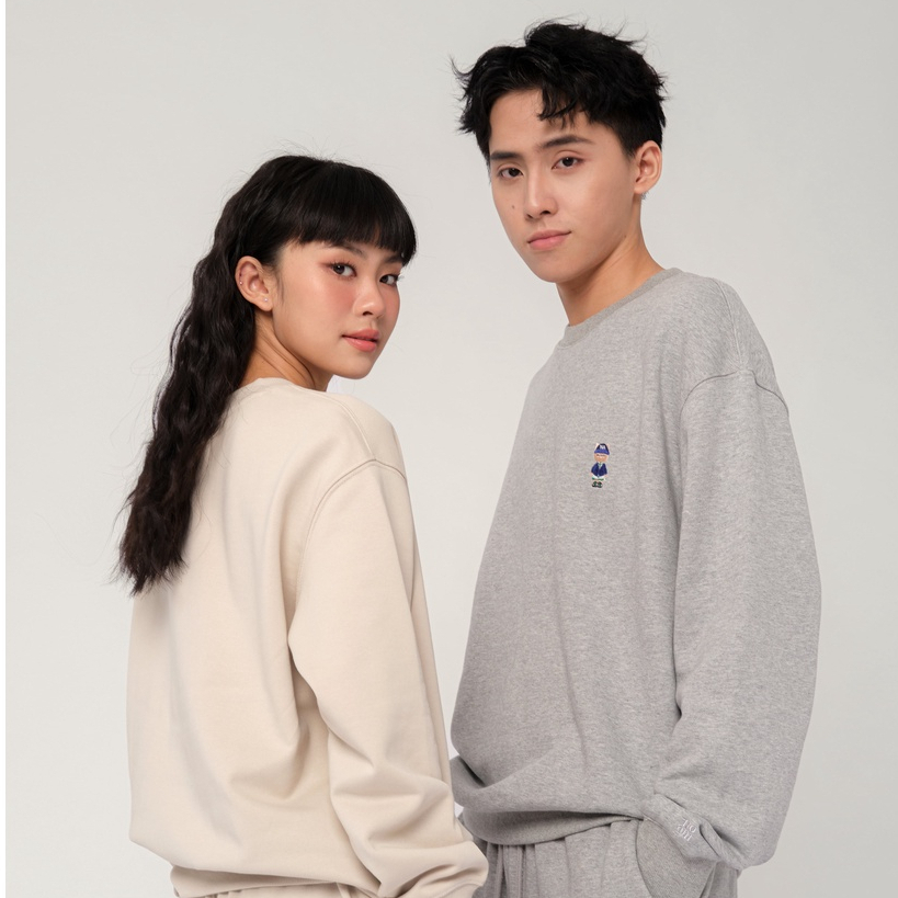 Áo Sweater Unisex NOAM Tiny Form rộng Vải nỉ chân cua - Màu xám/ kem/ be/ nâu cà phê