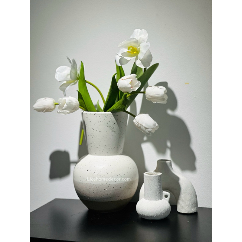 Bình hoa trang trí, quà tặng ý nghĩa. Cắm mận, đào, tuyết mai cao 26cm, men cực đẹp, cân mọi loại cành - Lios Home Decor