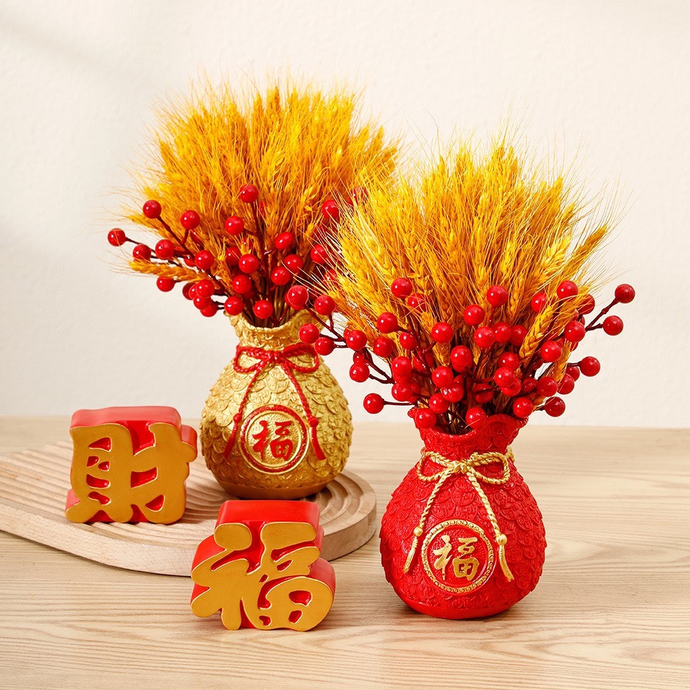 Bình Túi Tiền Hoa Lúa Trang Trí TẾT A24 May Mắn Tài Lộc – Handmade