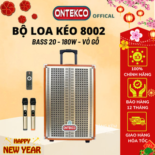 Loa kéo karaoke ONTEKCO 8002 kết nối bluetooth, tặng kèm 2 Mic hát siêu hay,Thời gian sử dụng tới 4-5 tiếng - ONTEKCO