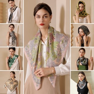 Khăn quàng choàng cổ lụa vuông 90x90cm cao cấp cho nữ văn phòng công sở đẹp cao cấp KHASA 001