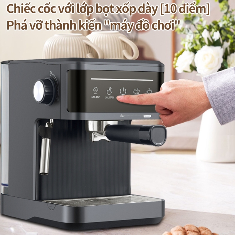 Máy Pha Cà Phê Espresso Gia Đình Mini Tự Động - Máy Pha Cafe Capuchino Inox Không Gỉ