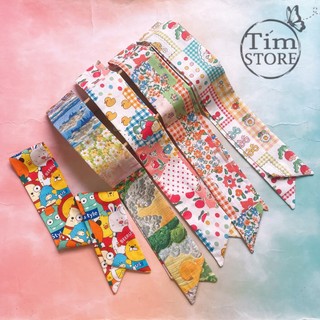 Khăn bandana cotton vintage TÍM STORE hoạ tiết dễ thương làm turban cột tóc quàng cổ