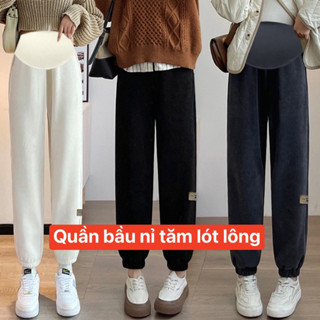  Quần bầu dài mùa đông Nỉ Tăm Lót Lông bomber jogger bo gấu chất dày dặn ấm áp 