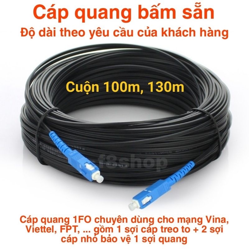 Cuộn cáp quang 100m, 130m bấm sẵn hai đầu chuẩn APC UPC