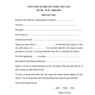 Mẫu đơn xin việc