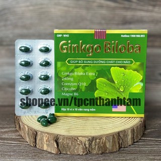[240 Xanh Lá] Viên uống bổ não GINKGO BILOBA 240 giúp tăng cường trí nhớ, tuần hoàn máu não, ngừa tai biến – HỘP 100v