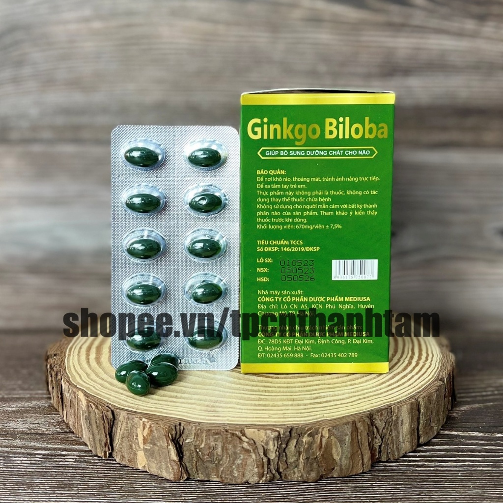 [240 Xanh Lá] Viên uống bổ não GINKGO BILOBA 240 giúp tăng cường trí nhớ, tuần hoàn máu não, ngừa tai biến – HỘP 100v