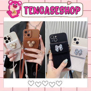 [ CÓ IP 16 ] Ốp Lưng Iphone Pro Camera có dây đeo chéo kèm túi mẫu số 3 charm đá dành cho ip - TENCASESHOP [ 606 ]