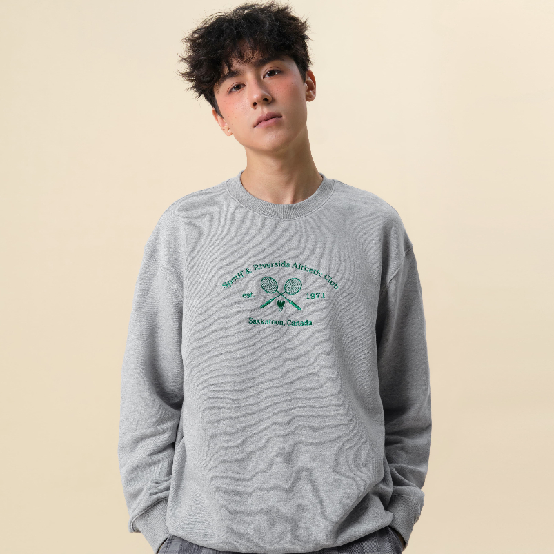 Áo Sweater Unisex NOAM Spotif Club Form rộng Vải nỉ chân cua - Màu xám/ kem/ be