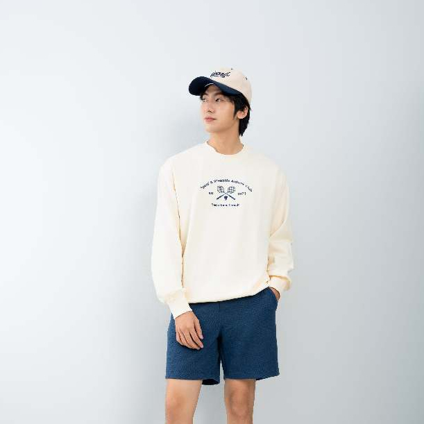 Áo Sweater Unisex NOAM Spotif Club Form rộng Vải nỉ chân cua - Màu xám/ kem/ be