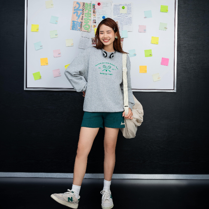 Áo Sweater Unisex NOAM Spotif Club Form rộng Vải nỉ chân cua - Màu xám/ kem/ be