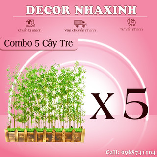 Combo 5 cây tre, cây trúc giả decor phòng, cây giả trang trí nhà, cây tre bằng nhựa pvc cao cấp