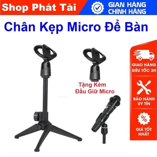 Giá Đỡ Micro Để Bàn, Xòe 3 Chân Vững Chắc, Có Thể Điều Chỉnh Cao Thấp, Xoay 360 Độ Linh Hoạt - Tặng Kèm Đầu Giữ Micro