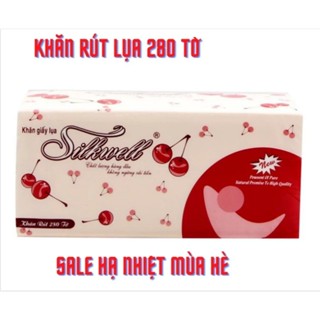 giấy ăn rút silkwell cherry 280 tờ hai lớp. hàng chính hãng siêu dai mềm