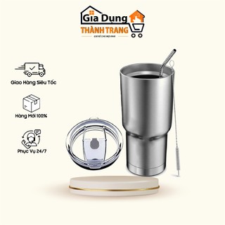 LY GIỮ NHIỆT THÁI LAN kèm 2 ống hút inox, túi giữ nhiệt và dụng cụ cọ rửa