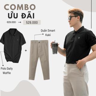  Áo Polo Daily Waffle chất vải Cotton + Quần dài Smart Kakki - Hafos