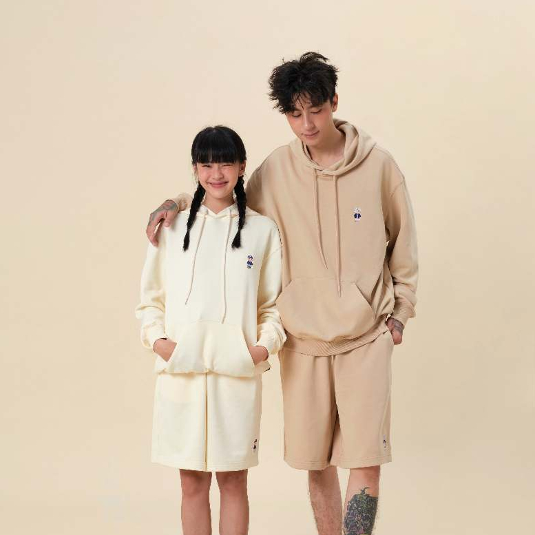 Áo Hoodie Unisex NOAM Tiny Form rộng Vải nỉ chân cua - Màu xám/ kem/ be/ nâu cà phê